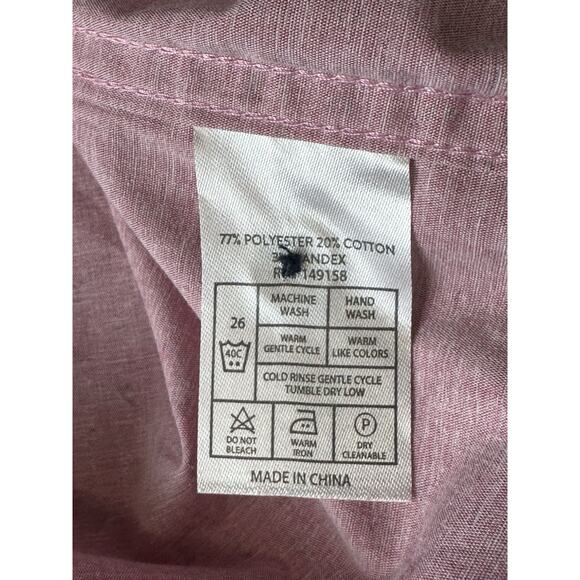 Craft & Flow Button Up Shirt Men's XL Large Pink Print Blue Accents Short Sleeve - Picture 11 of 13